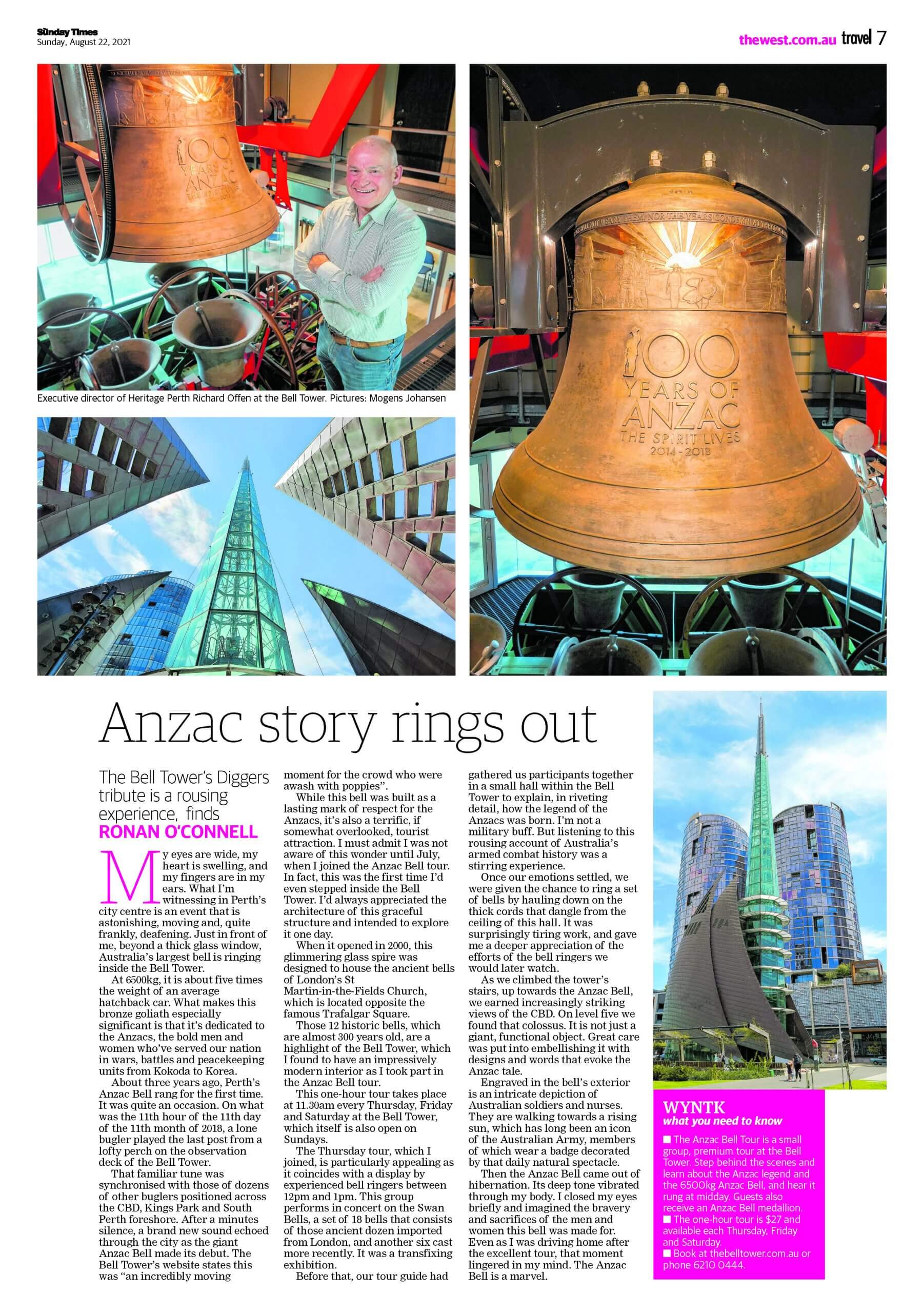 Sunday Times ANZAC Bell article