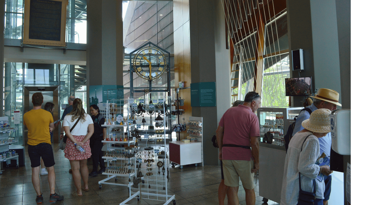 Grand Foyer gift shop Entrance to The Bell Tower showing board walk.