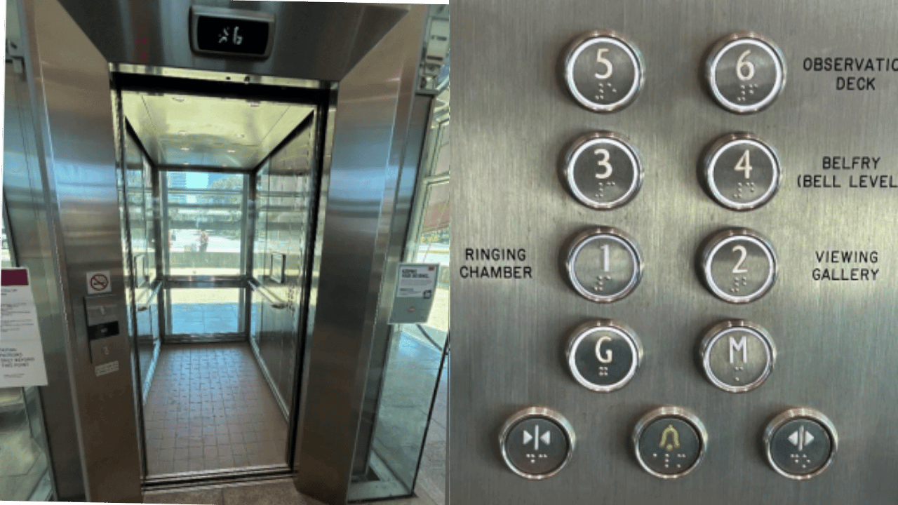 Lift Entrance to The Bell Tower showing board walk.
