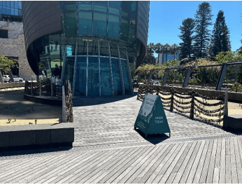 Entrance to The Bell Tower Entrance to The Bell Tower showing board walk.